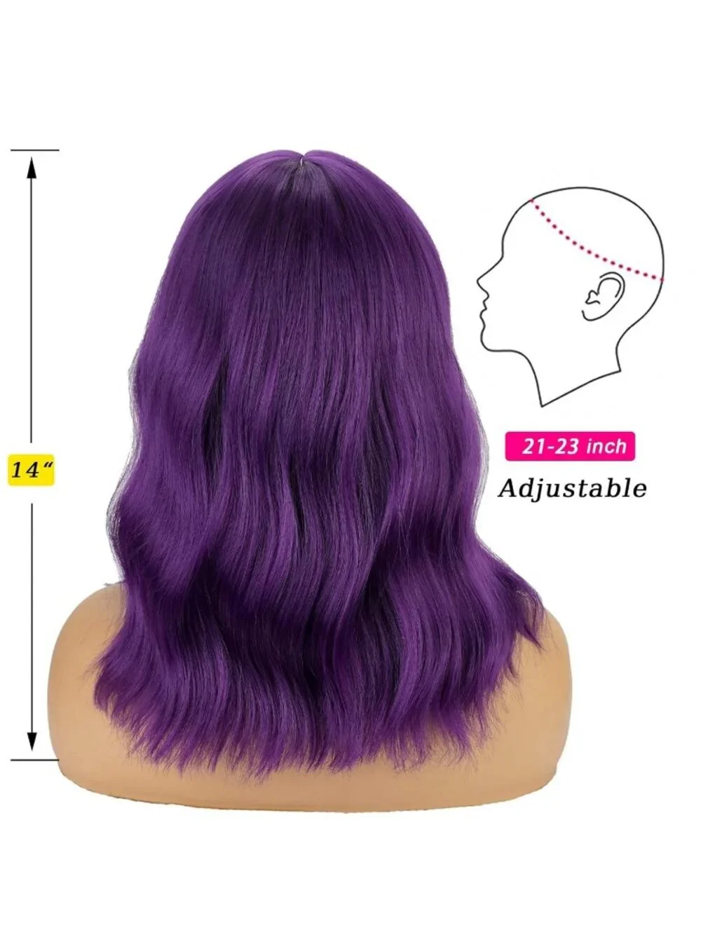 Women's Dark Purple 14 Inch Heat Resistant Short Bangs Bob Modern Wavy Wigs